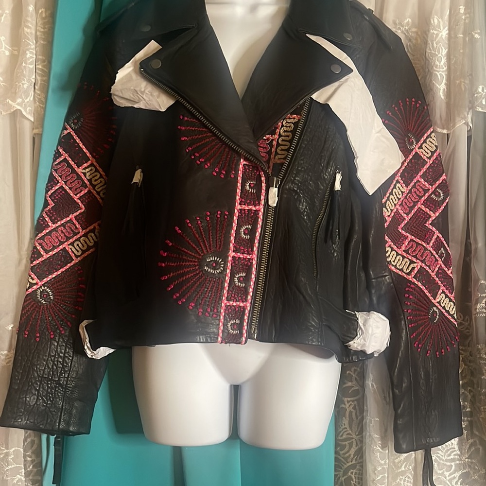 Free People Zandra Rhodes Stardust Biker Jacket - Picture 8 of 11
